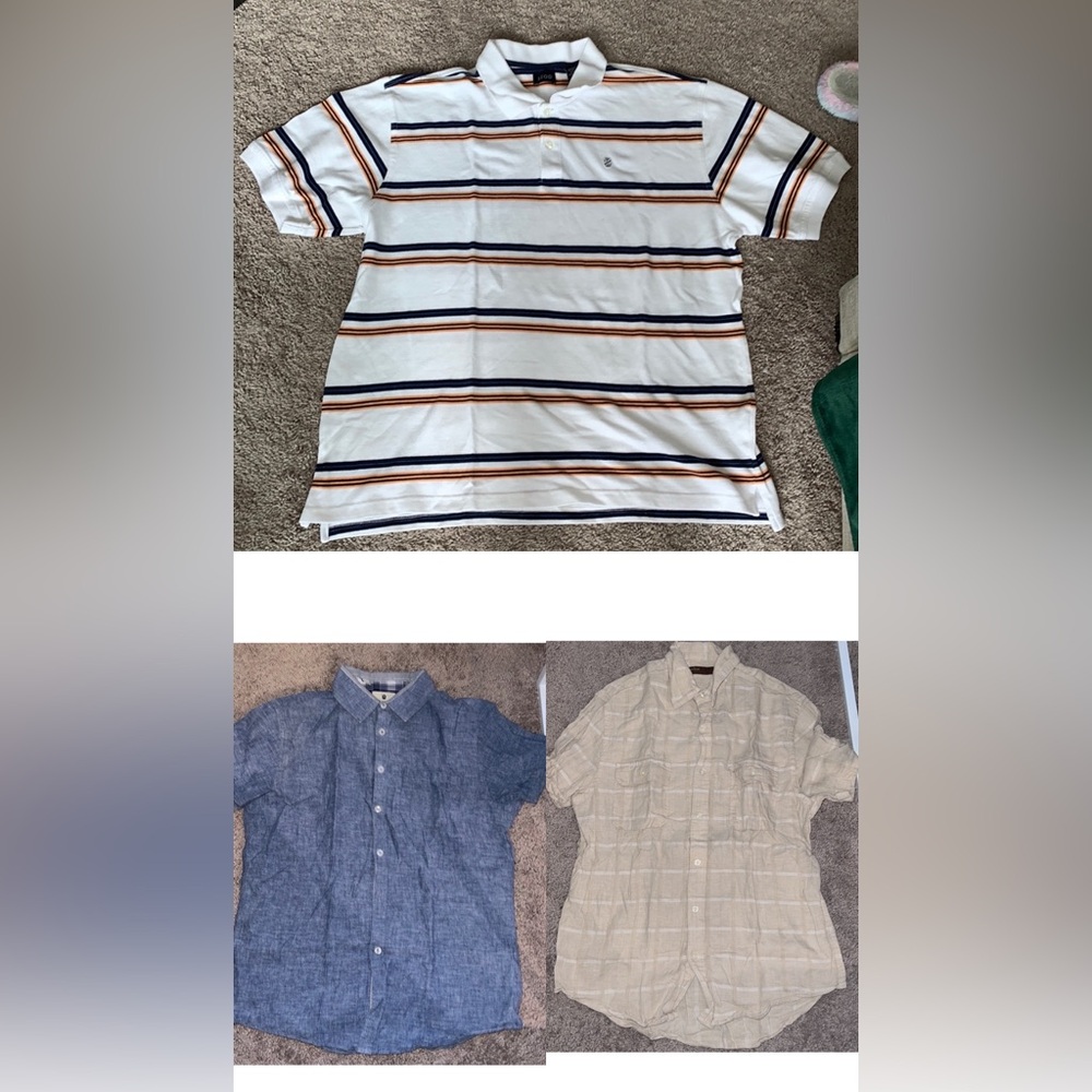 Men’s button down polo tops (sold separately)